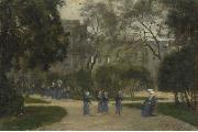 Stanislas Lepine Nuns and Schoolgirls in the Tuileries Gardens oil on canvas